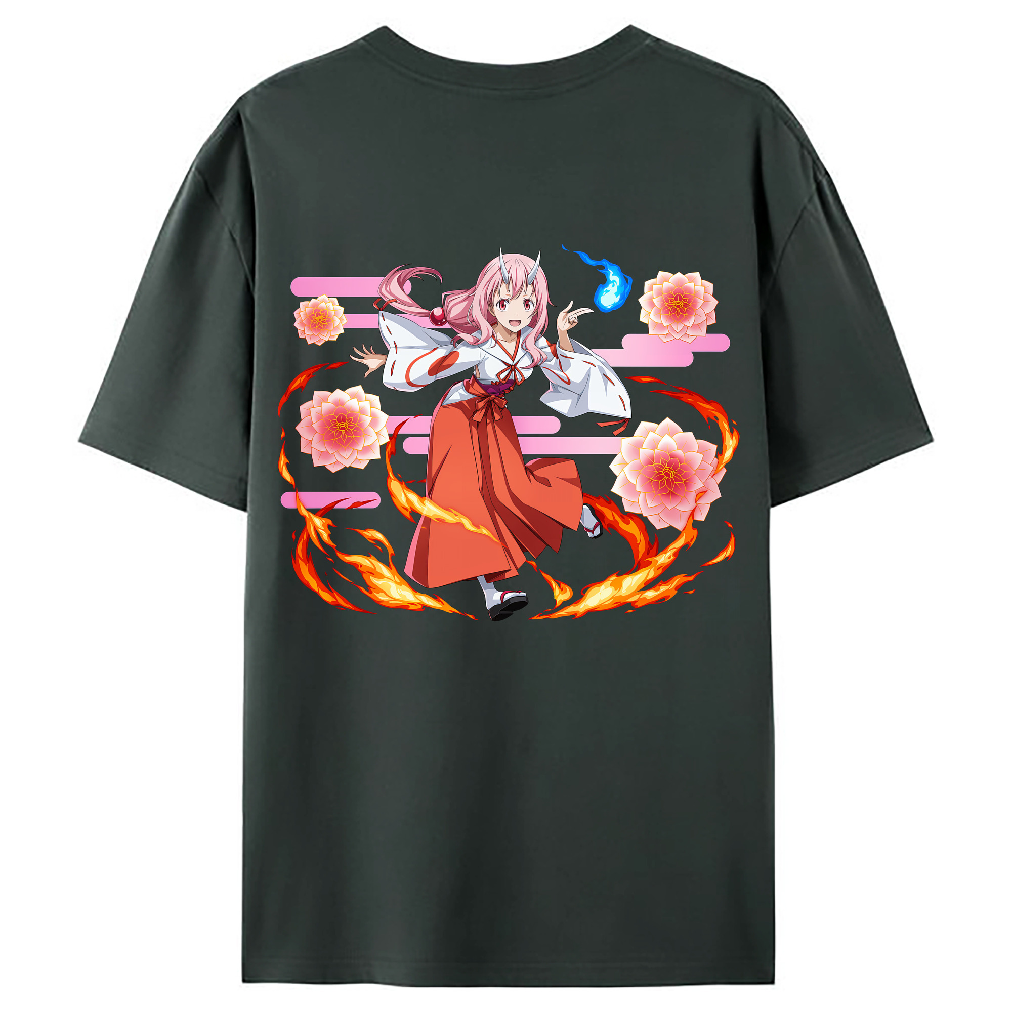 （画像用） 転スラ Regarding Reincarnated to Slime 綿100％ メンズ半袖Tシャツ（バックプリント） 通気性